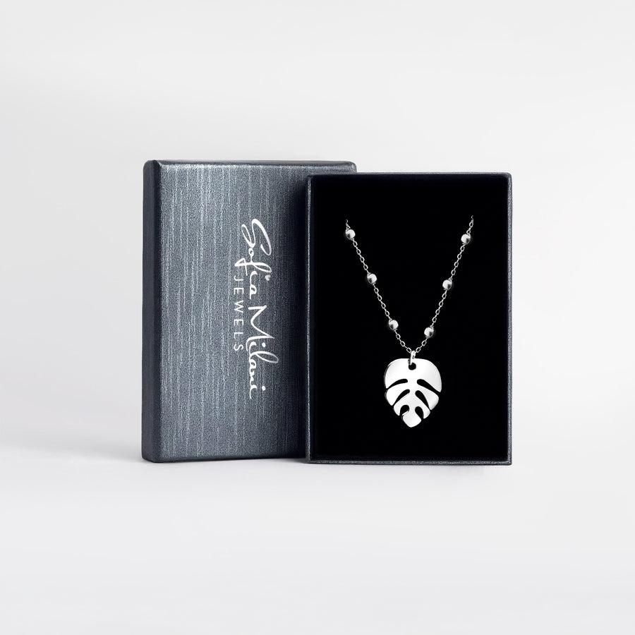 Blatt Halskette in 925 Silber