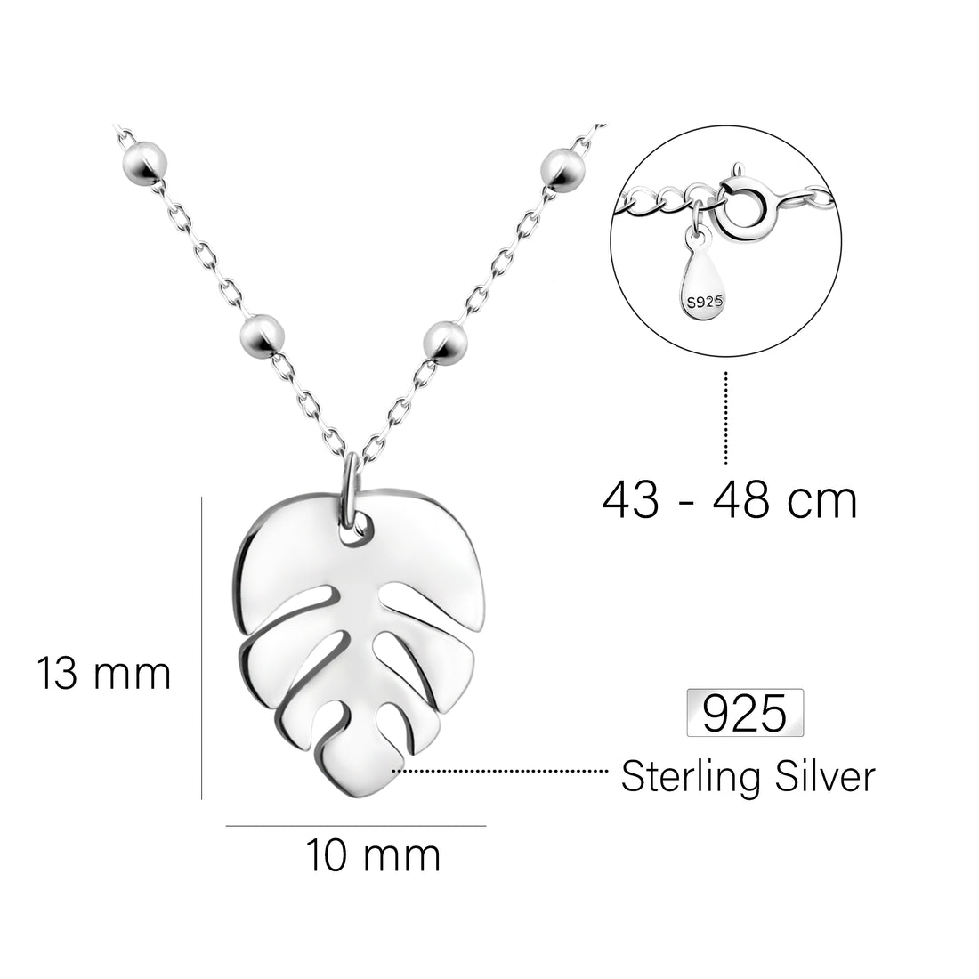 Blatt Halskette in 925 Silber