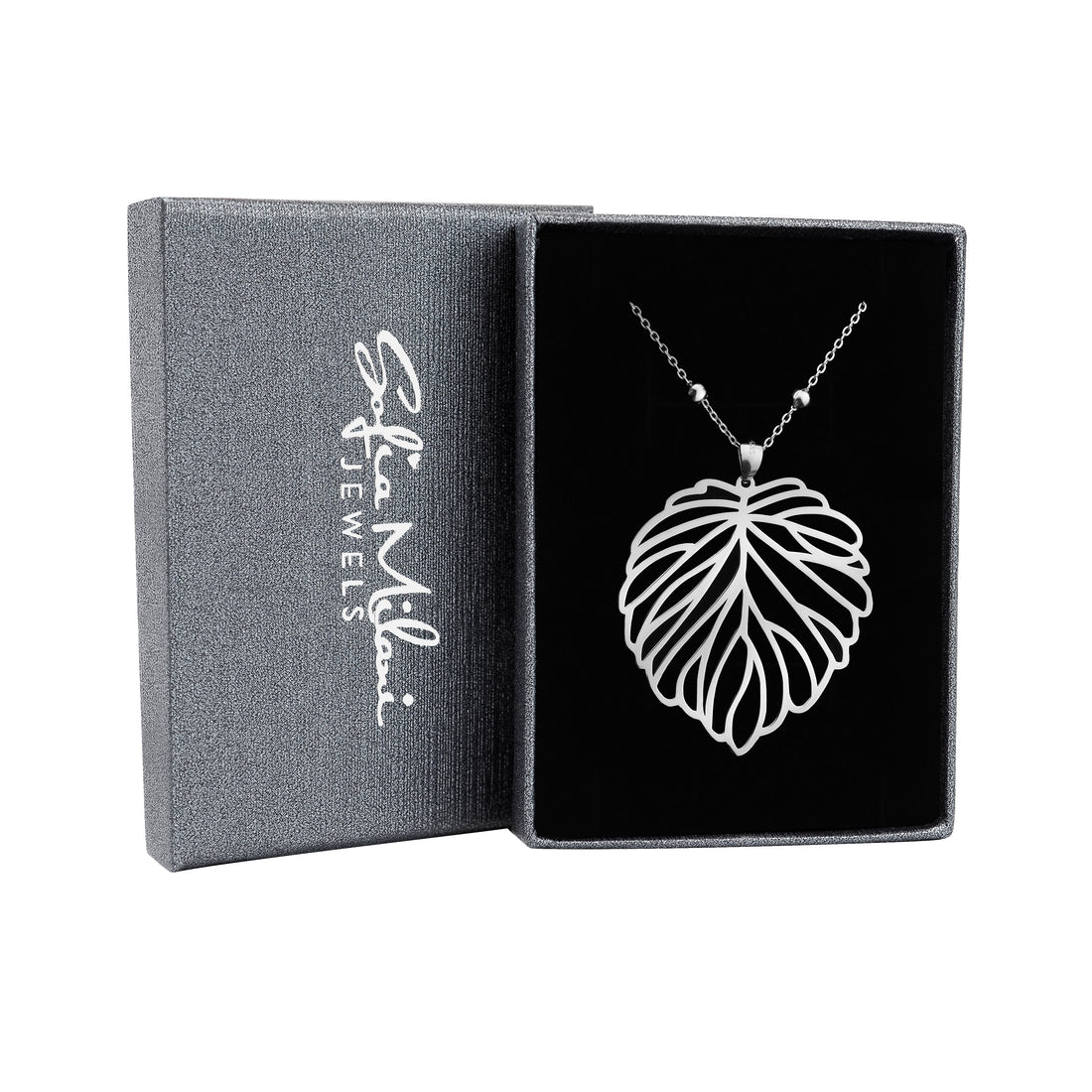 Blatt Halskette in 925 Silber