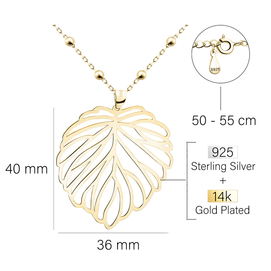 Blatt Halskette in 925 Silber