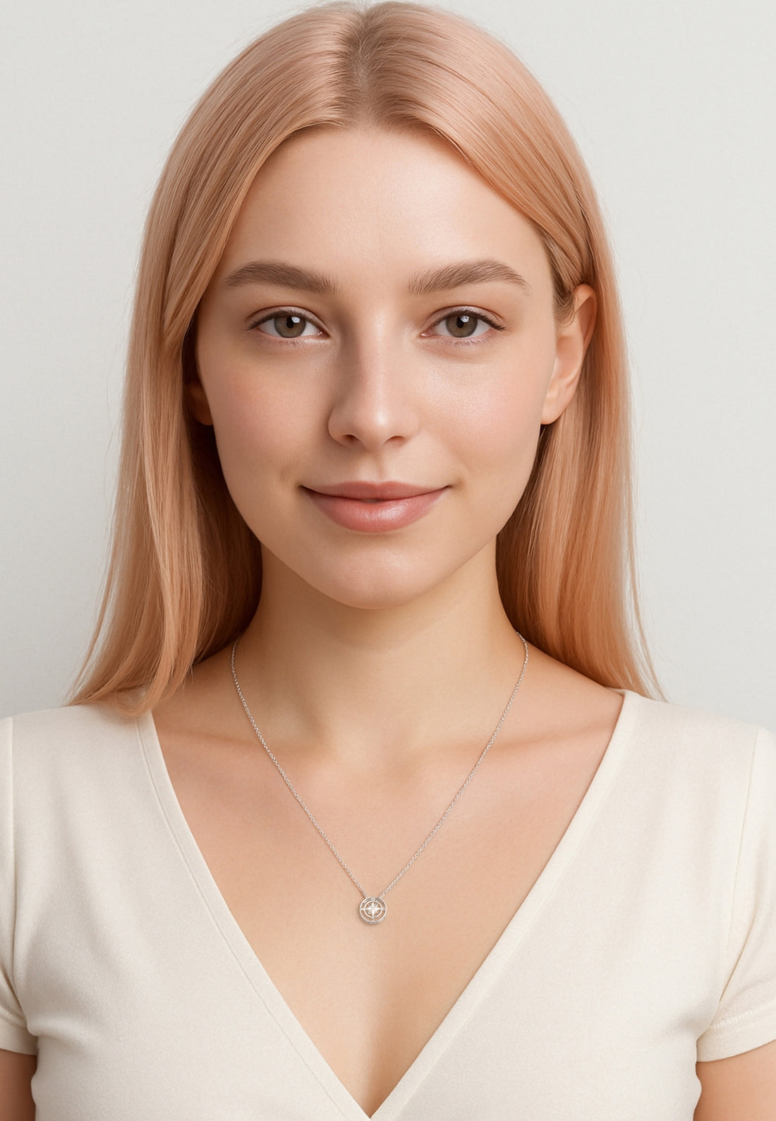 Kompass Halskette in 925 Silber