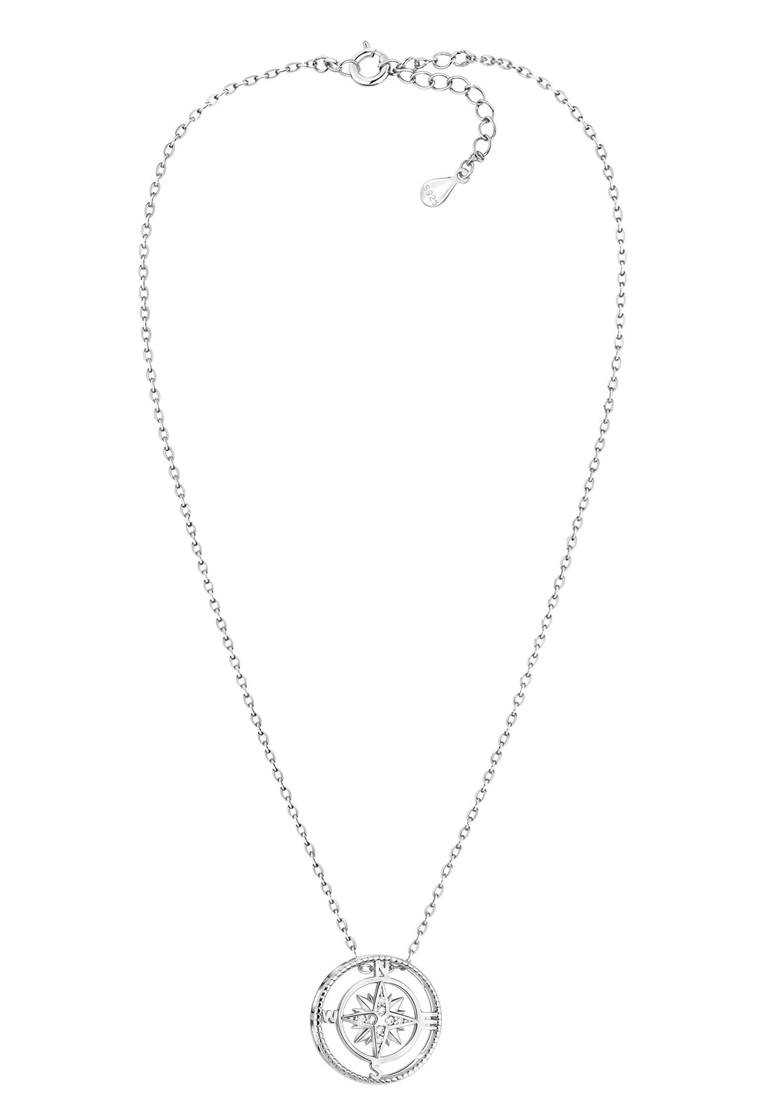 Kompass Halskette in 925 Silber