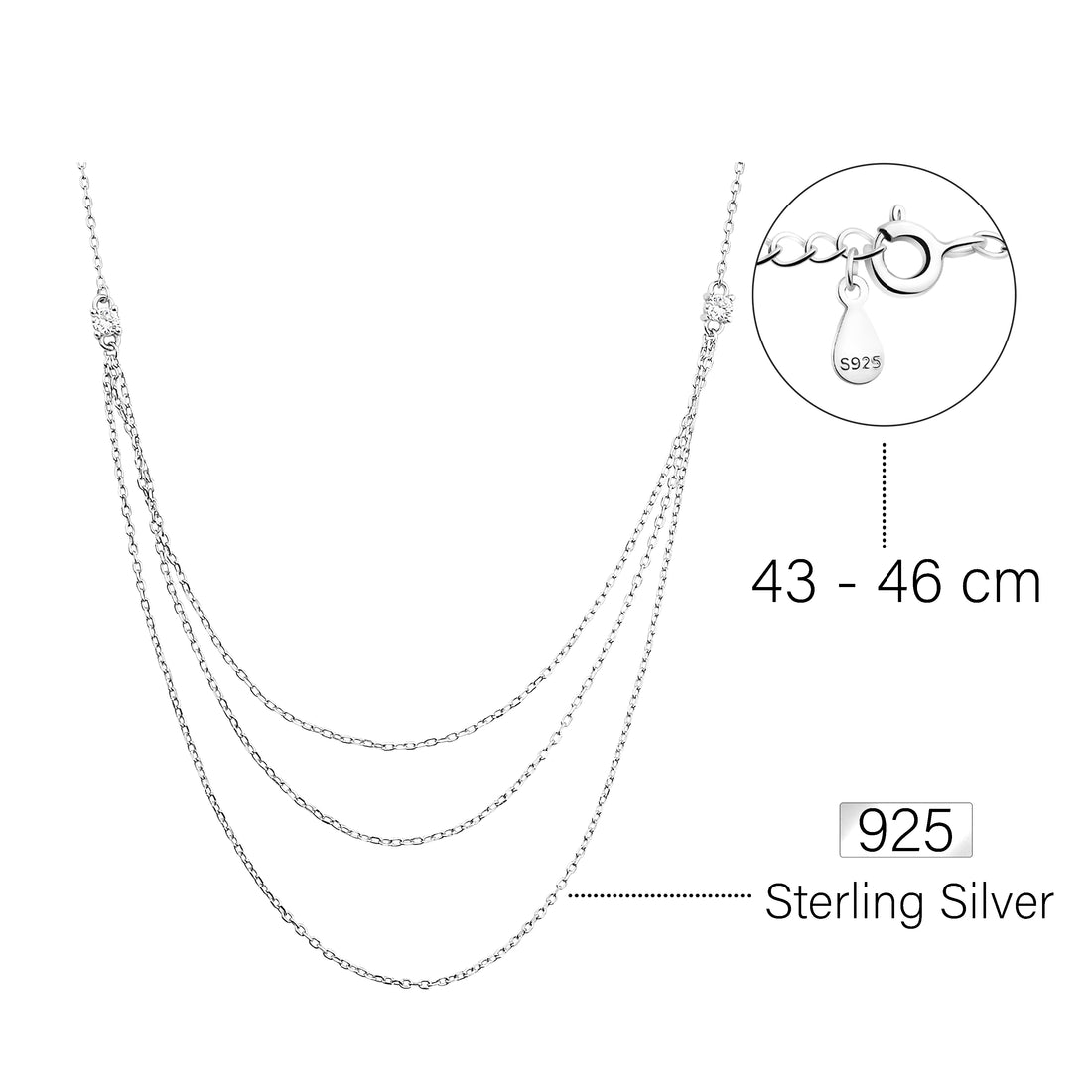 Layer Halskette in 925 Silber