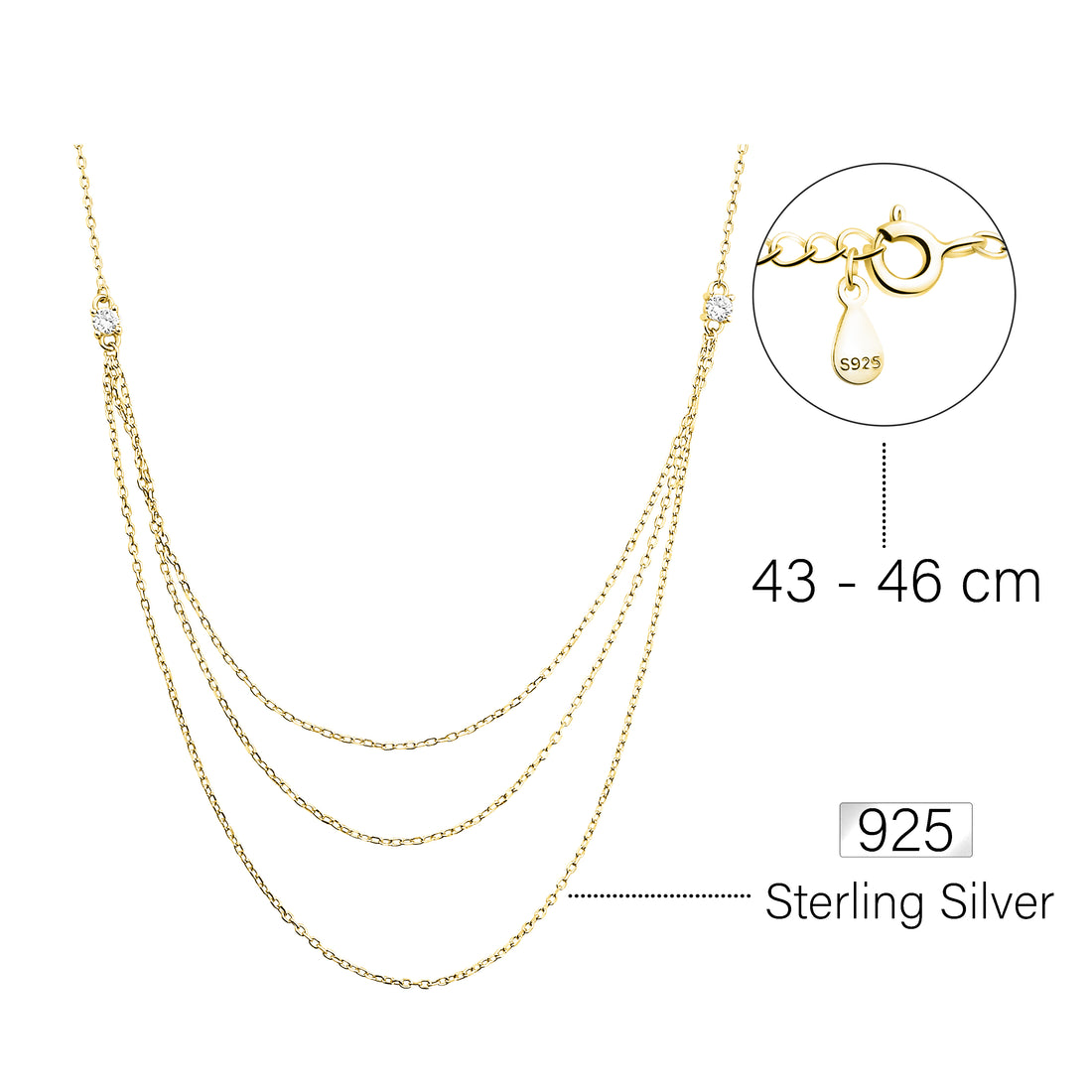 Layer Halskette in 925 Silber