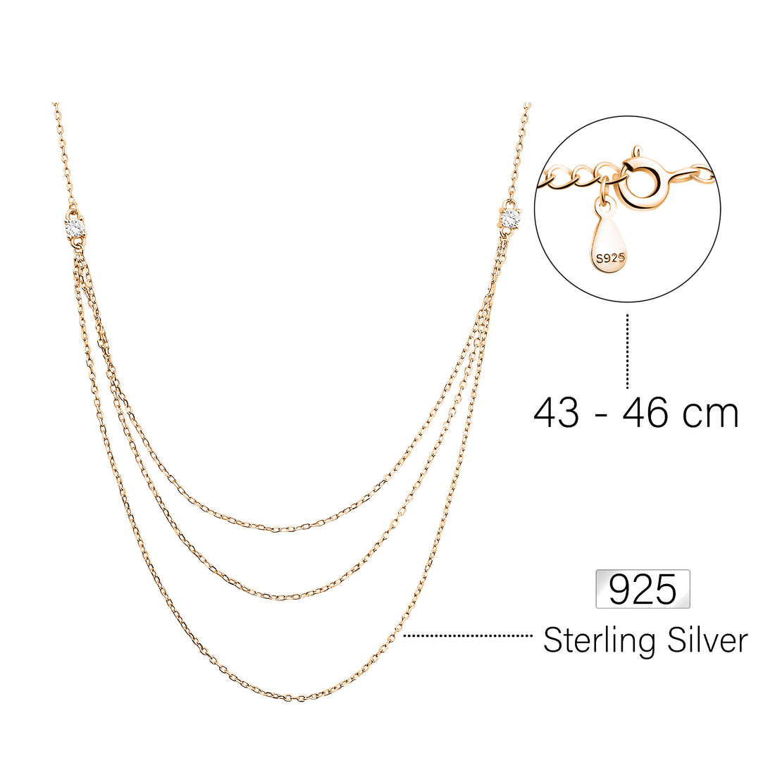 Layer Halskette in 925 Silber