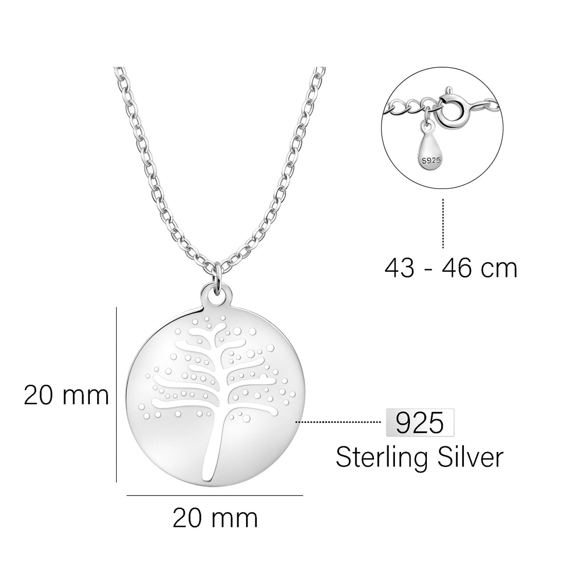 Baum Halskette in 925 Silber