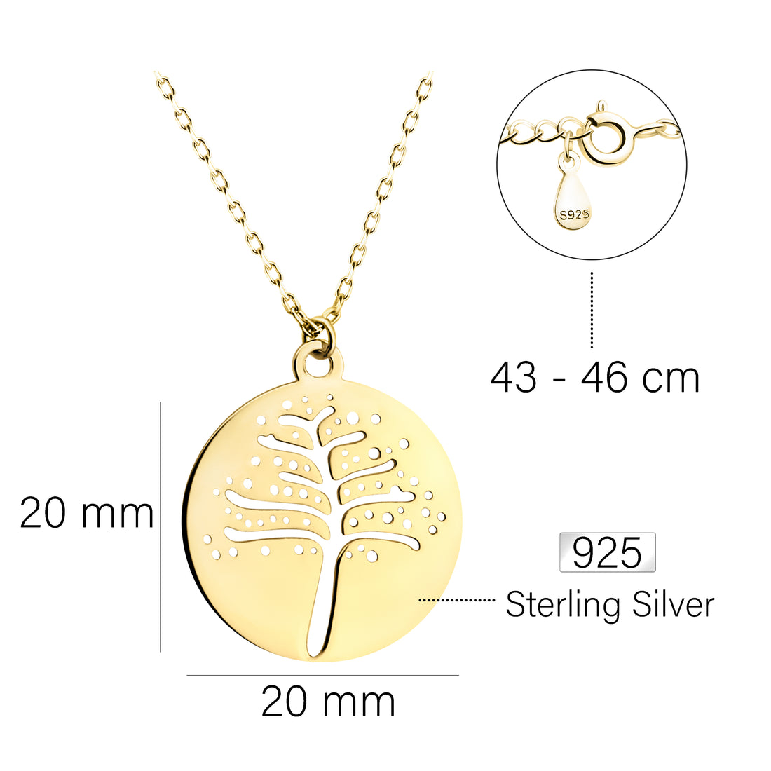 Baum Halskette in 925 Silber
