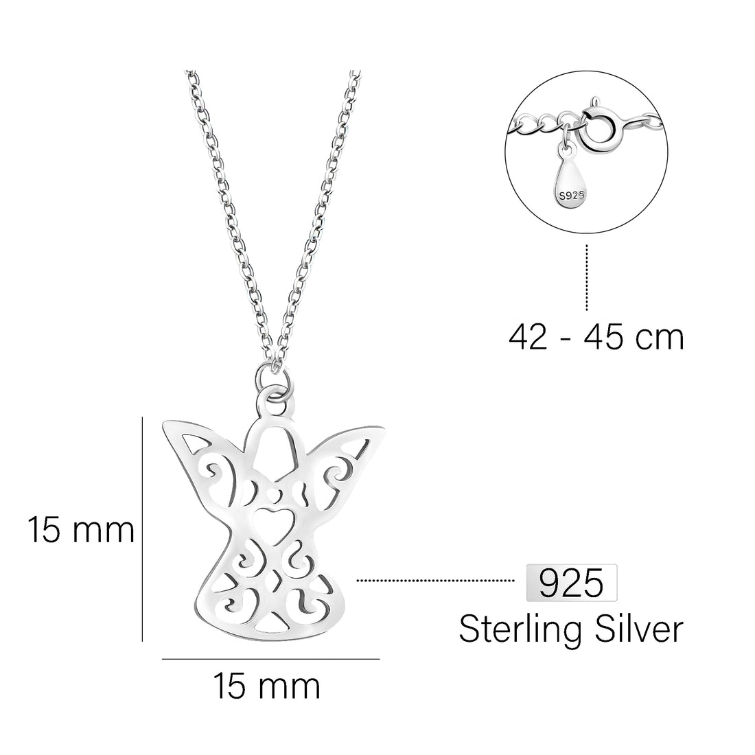 Engel Halskette in 925 Silber