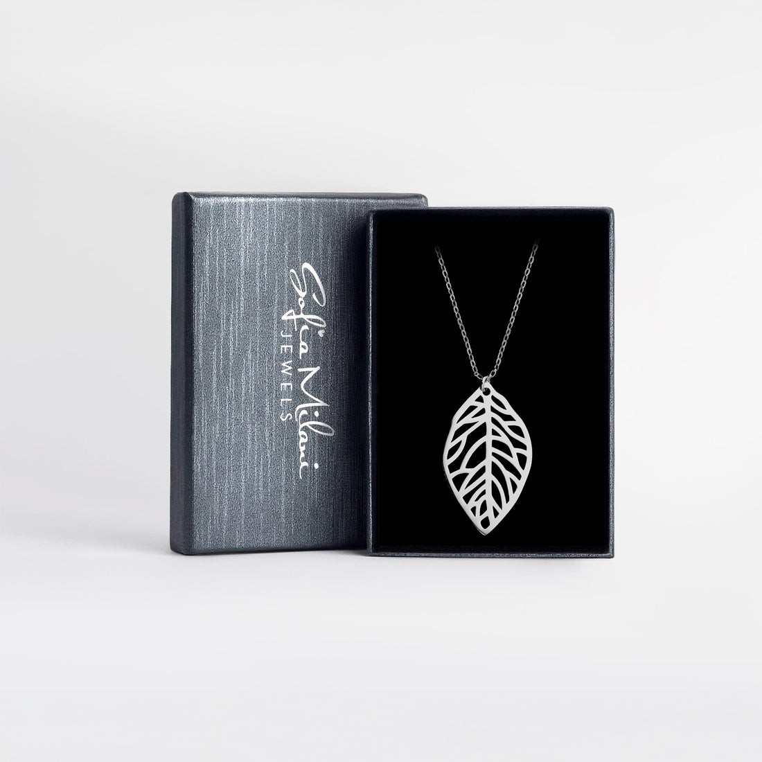 Blatt Halskette in 925 Silber