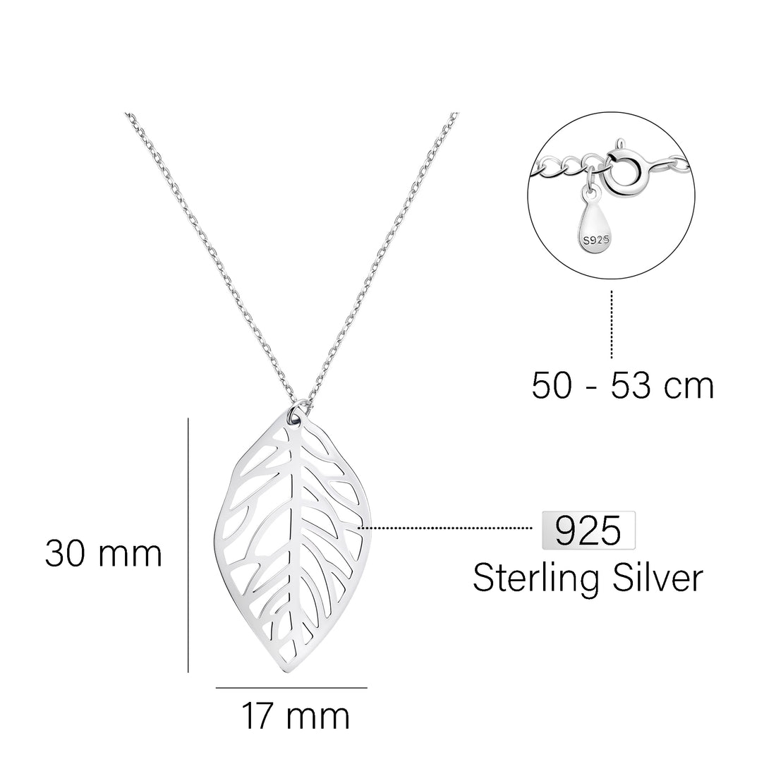 Blatt Halskette in 925 Silber