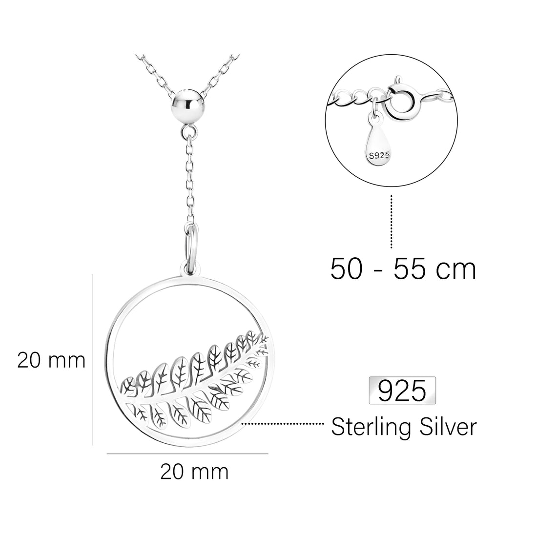 Blatt Halskette in 925 Silber