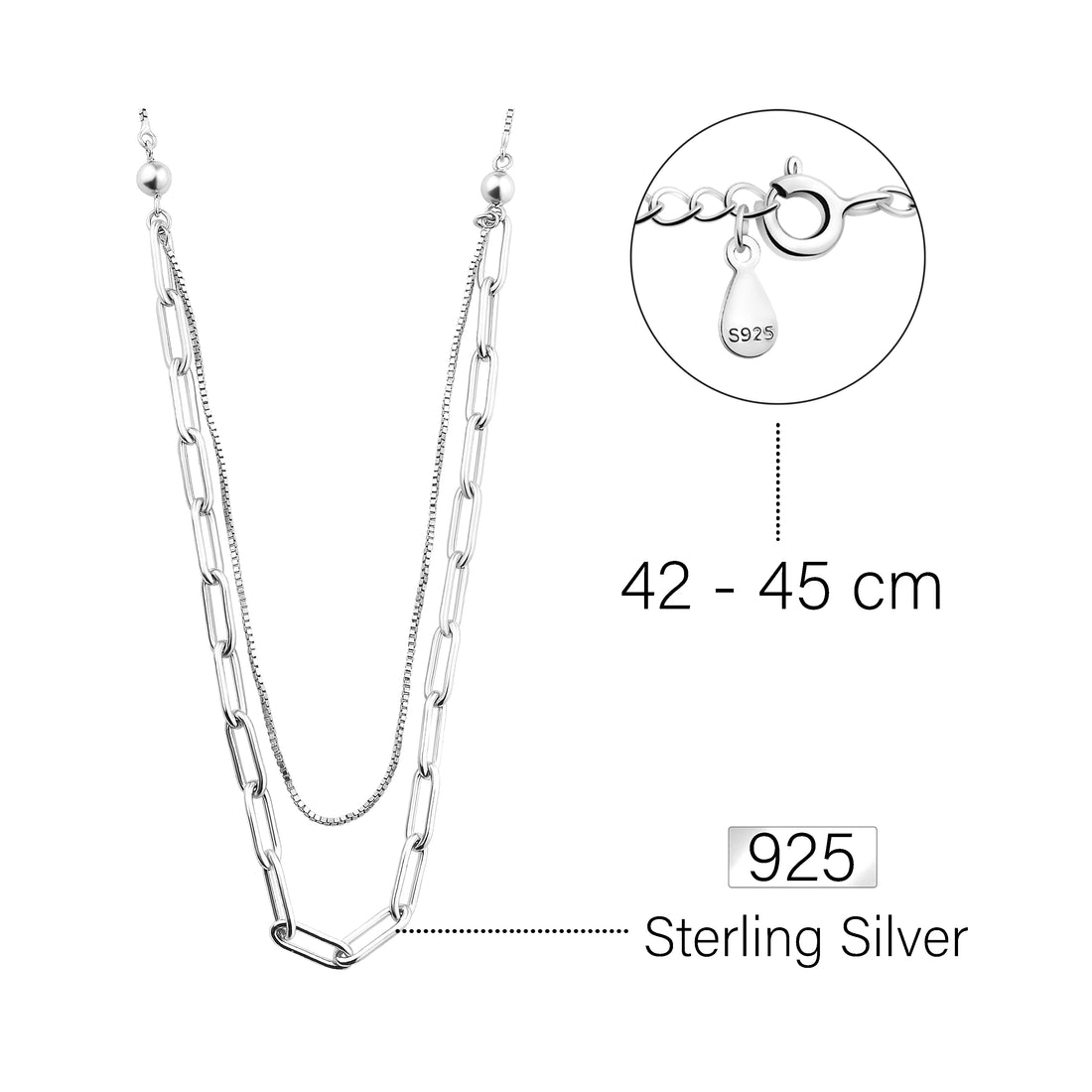 Layer Halskette in 925 Silber