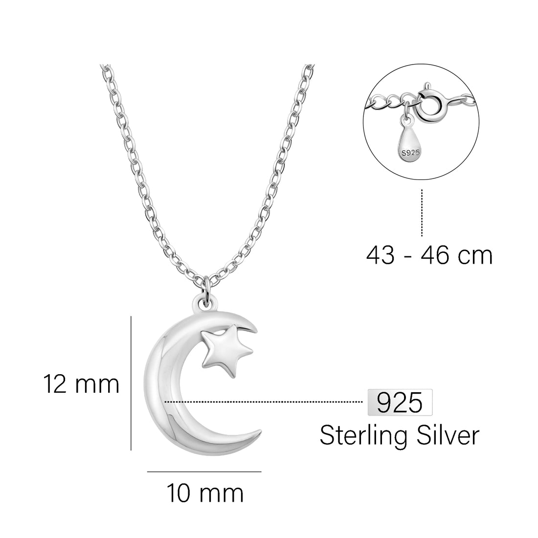 Mond Halskette in 925 Silber