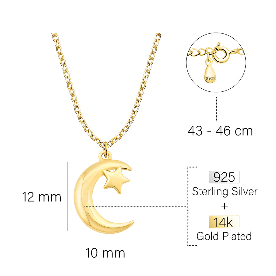 Mond Halskette in 925 Silber