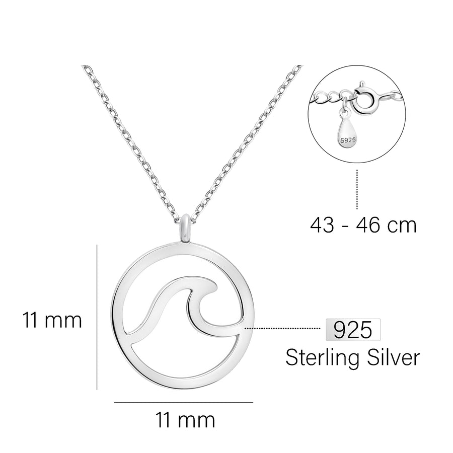 Kreis Welle Halskette in 925 Silber