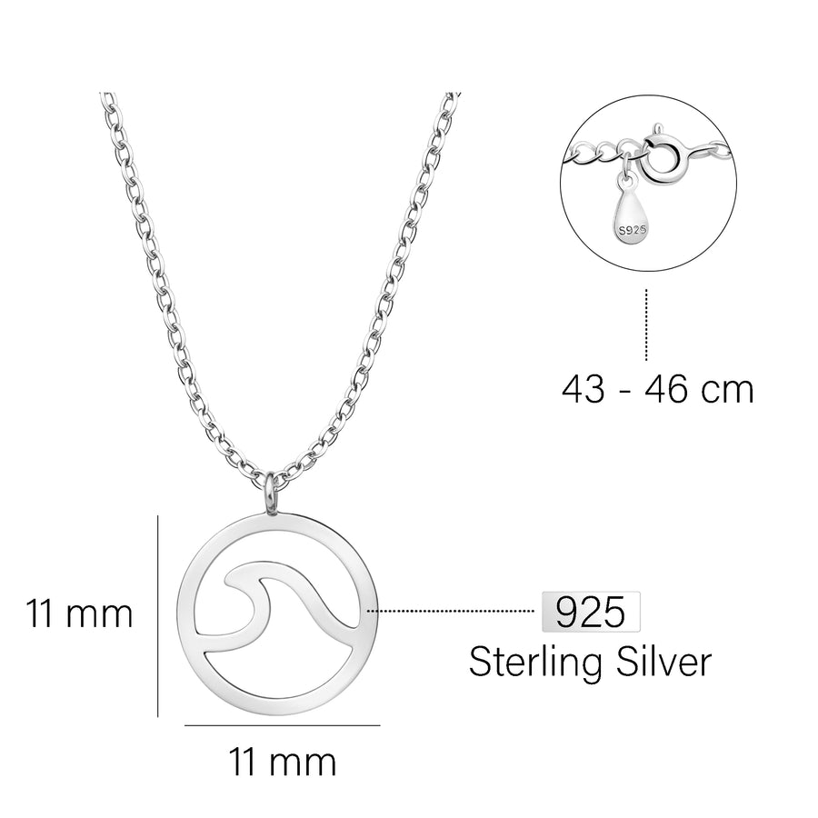 Kreis Welle Halskette in 925 Silber