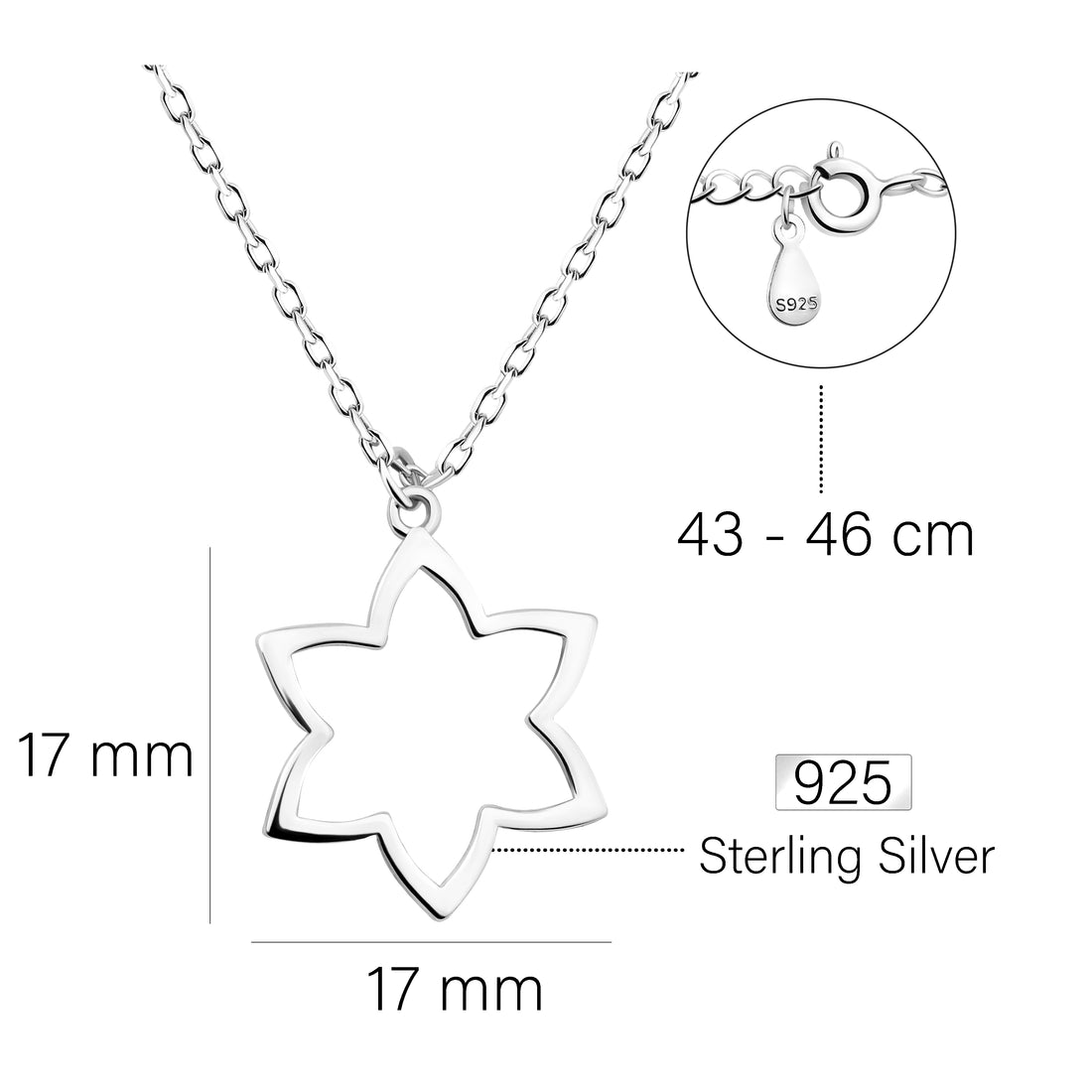 Blume Halskette in 925 Silber
