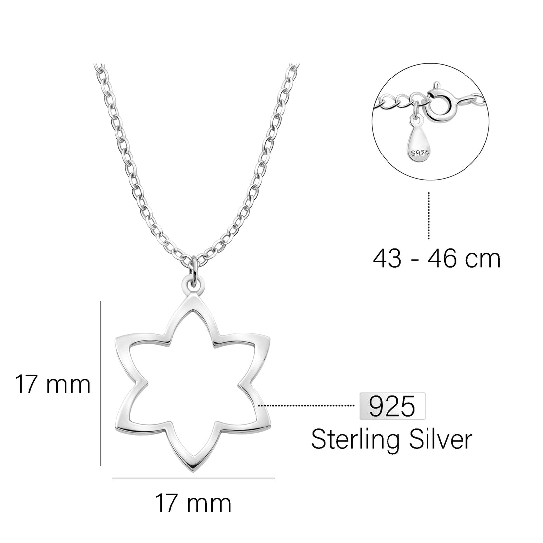 Blume Halskette in 925 Silber