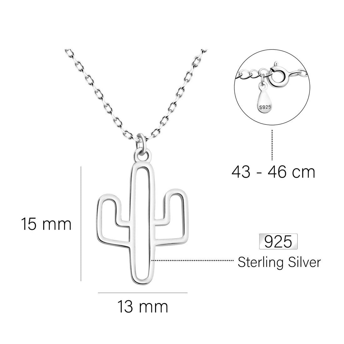 Cactus Halskette in 925 Silber