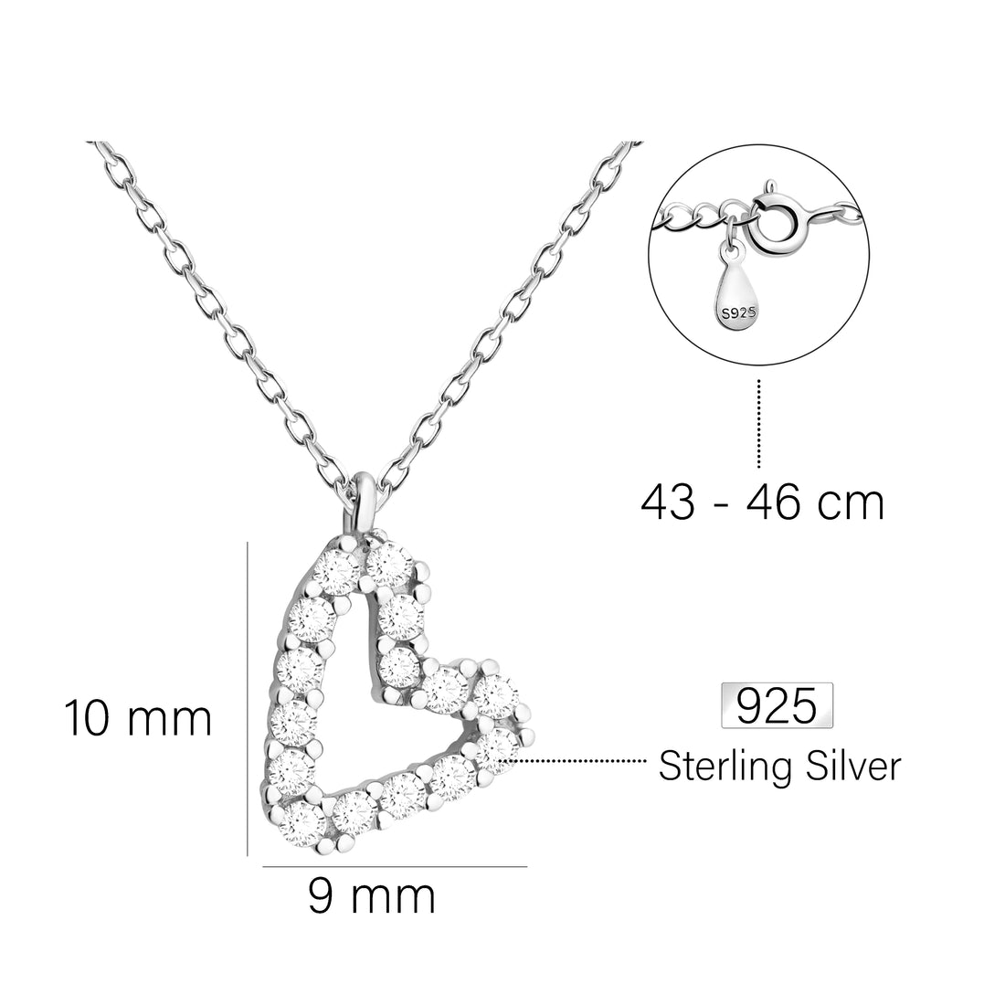 Herz Halskette in 925 Silber