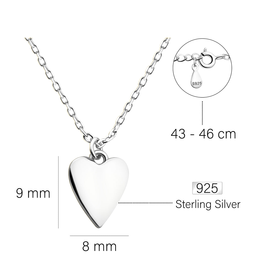 Herz Halskette in 925 Silber