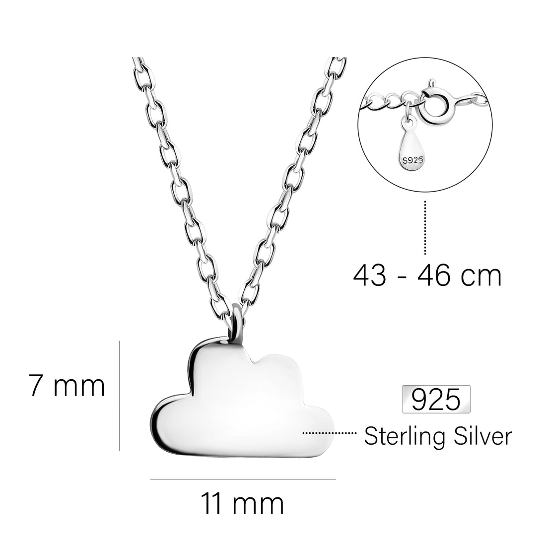 Wolke Halskette in 925 Silber