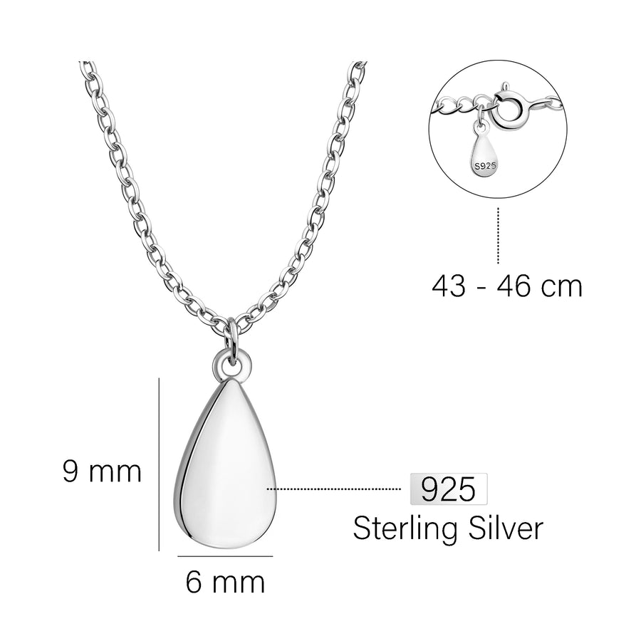 Tropfen Halskette in 925 Silber