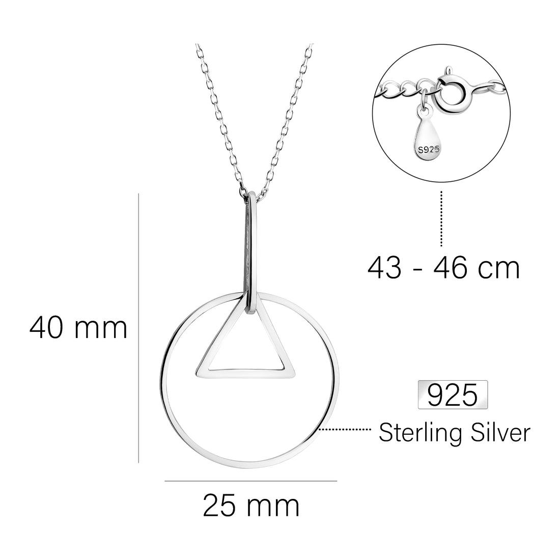 Kreis Halskette in 925 Silber