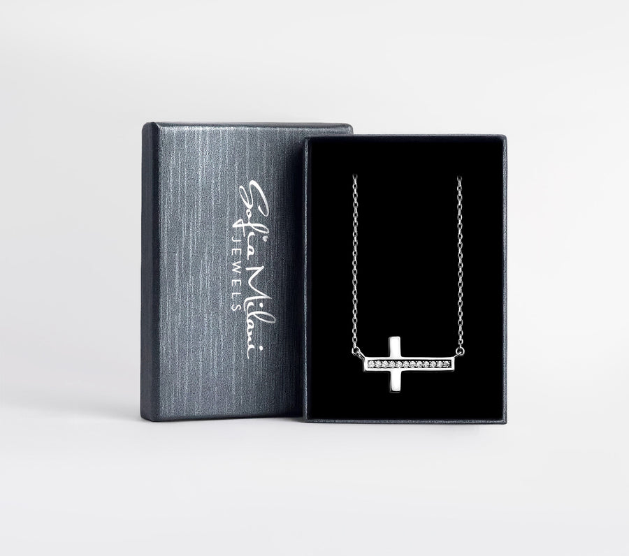 Boxansicht von Kreuz Halskette in 925 Silber von Sofia Milani - N0506
