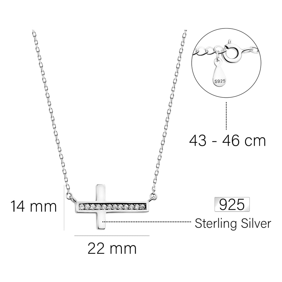 Maßenansicht von Kreuz Halskette in 925 Silber von Sofia Milani - N0506