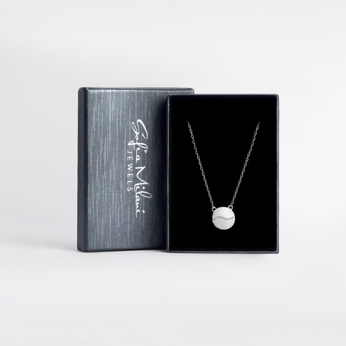Boxansicht von Ying und Yang Kreis Halskette in 925 Silber von Sofia Milani - N0540