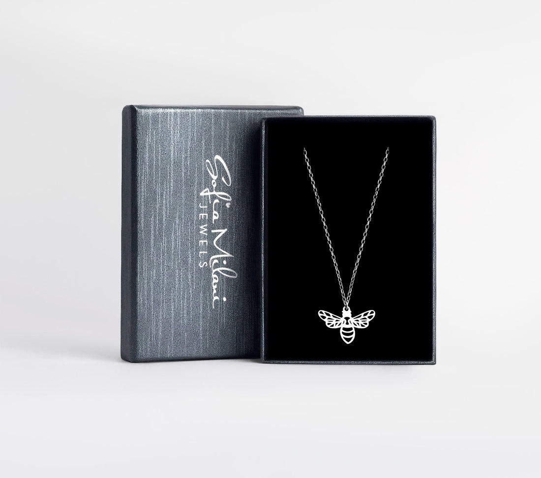 Boxansicht von Bienen Halskette in 925 Silber von Sofia Milani - N0552