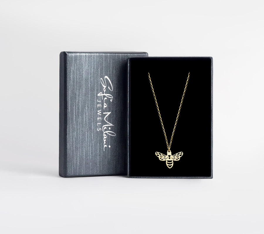 Boxansicht von Bienen Halskette in 925 Silber von Sofia Milani - N0553