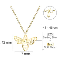 Maßenansicht von Bienen Halskette in 925 Silber von Sofia Milani - N0553