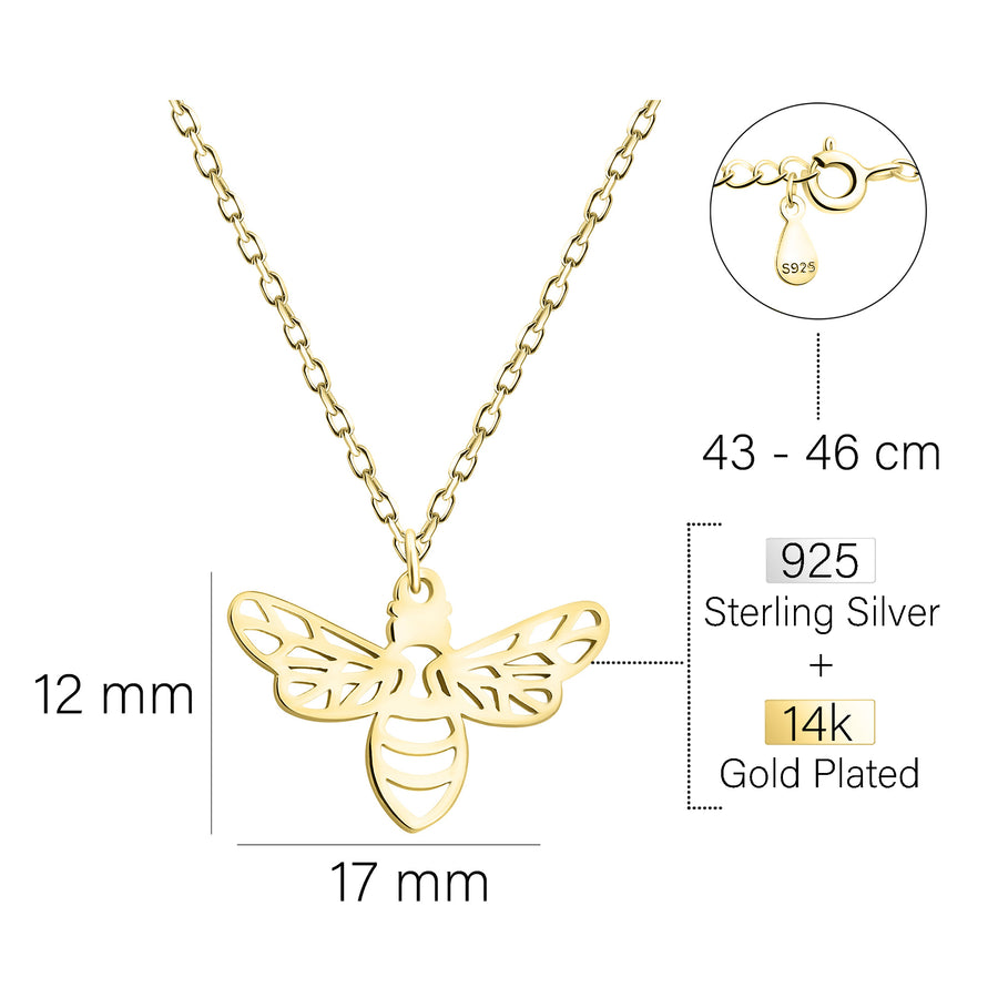 Maßenansicht von Bienen Halskette in 925 Silber von Sofia Milani - N0553