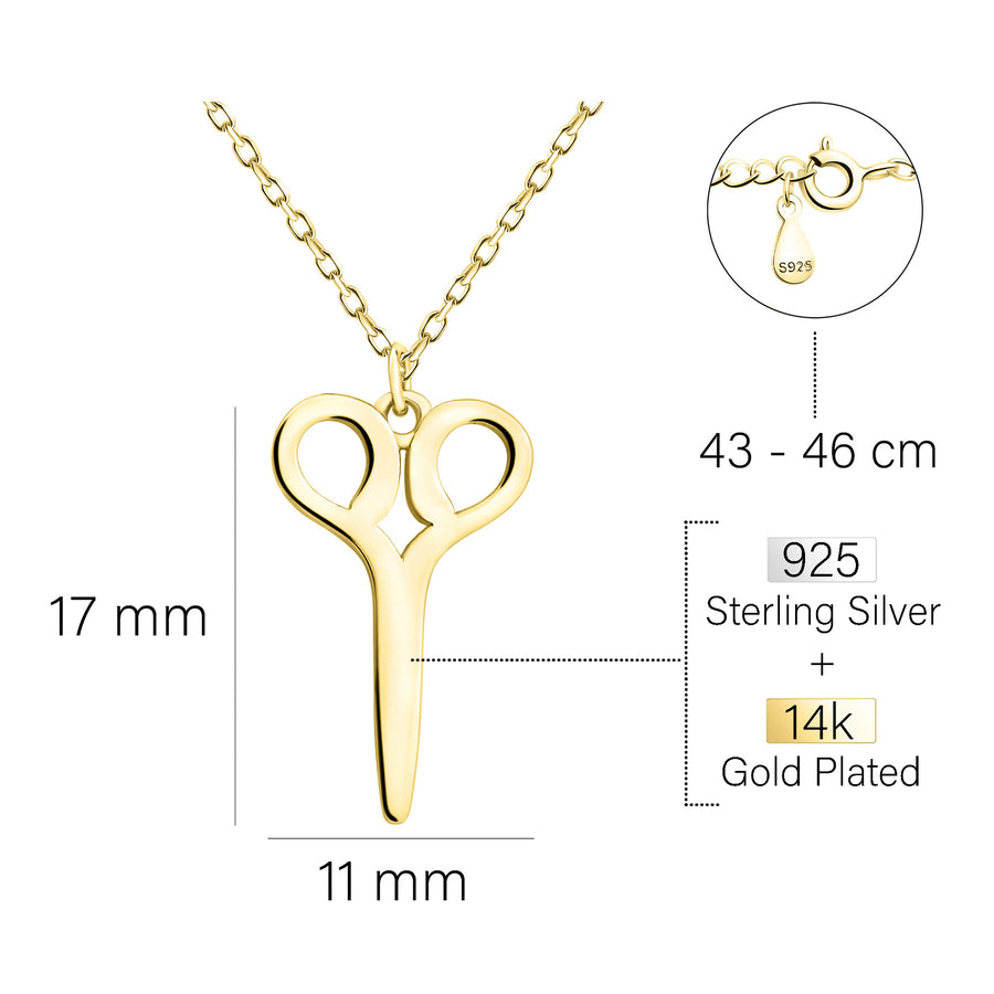 Maßenansicht von Scheren Halskette in 925 Silber von Sofia Milani - N0559
