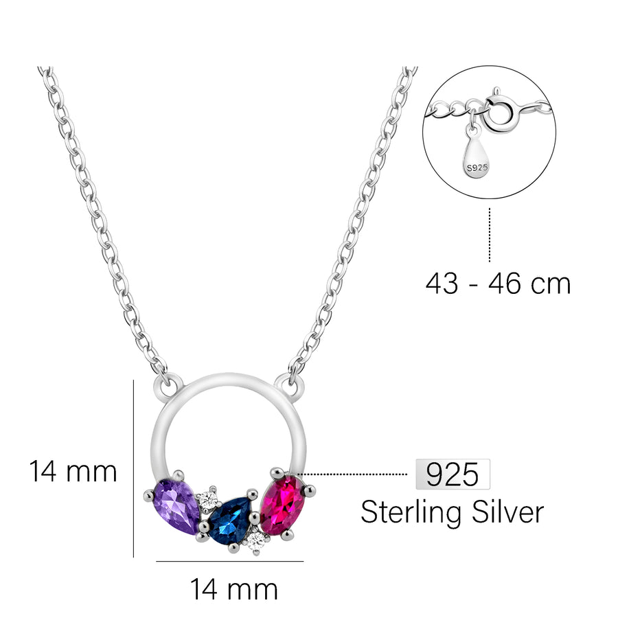 Maßenansicht von Kreis Zirkonia Halskette in 925 Silber von Sofia Milani - N0560