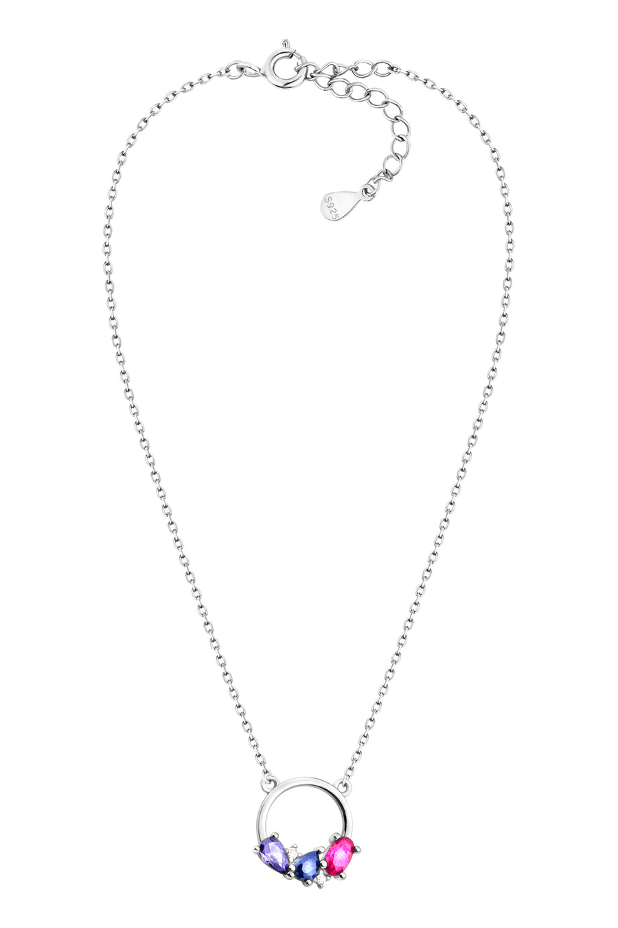 Vollansicht von Kreis Zirkonia Halskette in 925 Silber von Sofia Milani - N0560