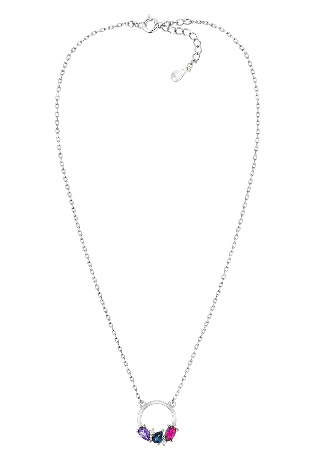 Vollansicht von Kreis Zirkonia Halskette in 925 Silber von Sofia Milani - N0560