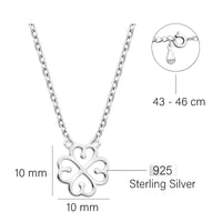 Maßenansicht von Kleeblatt Halskette in 925 Silber von Sofia Milani - N0564
