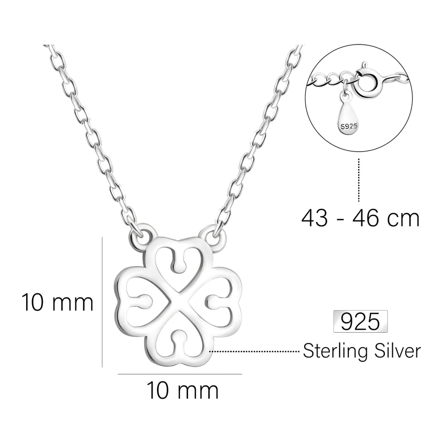 Maßenansicht von Kleeblatt Halskette in 925 Silber von Sofia Milani - N0564