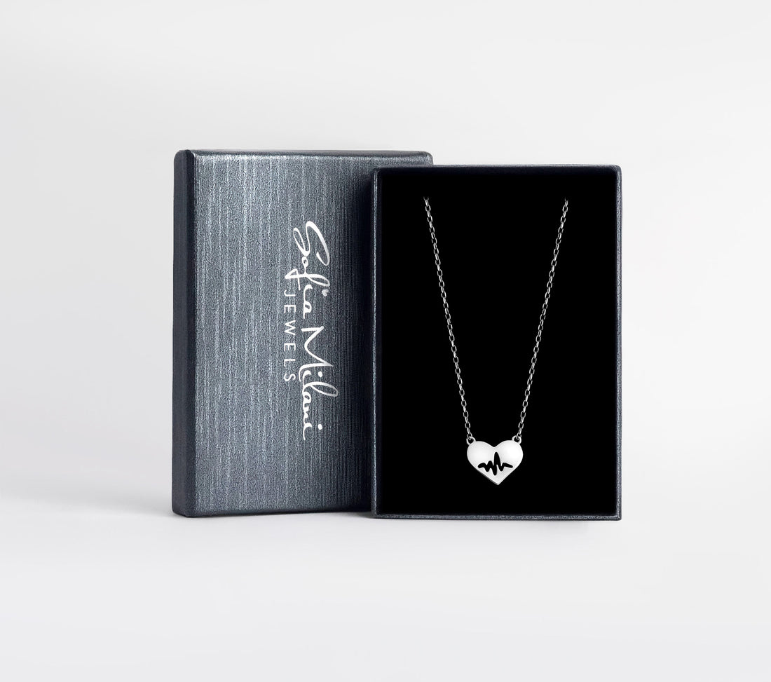 Boxansicht von Herzschlag Halskette in 925 Silber von Sofia Milani - N0568