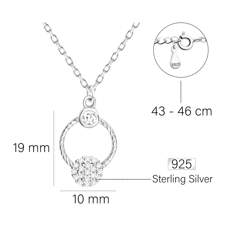 Maßenansicht von Kreis Halskette in 925 Silber von Sofia Milani - N0570