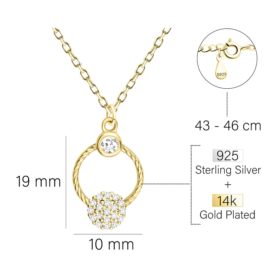 Maßenansicht von Kreis Halskette in 925 Silber von Sofia Milani - N0571