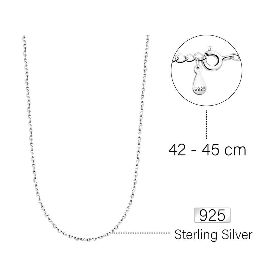 Maßenansicht von Glieder Ketten Halskette in 925 Silber von Sofia Milani - N0576