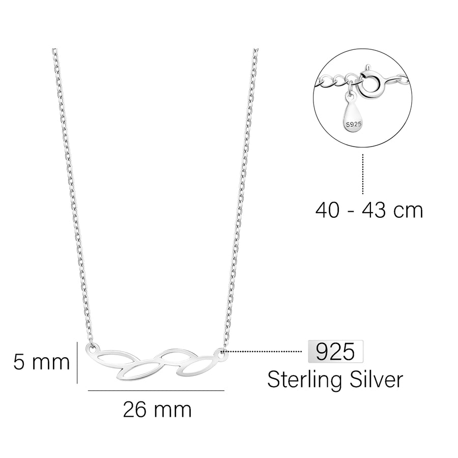 Maßenansicht von Blatt Halskette in 925 Silber von Sofia Milani - N0580