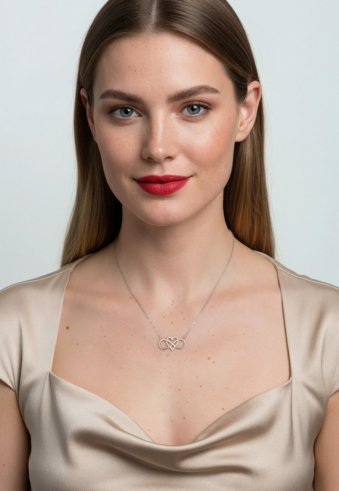 Modelansicht von Herz Unendlichkeit Halskette in 925 Silber von Sofia Milani - N0584