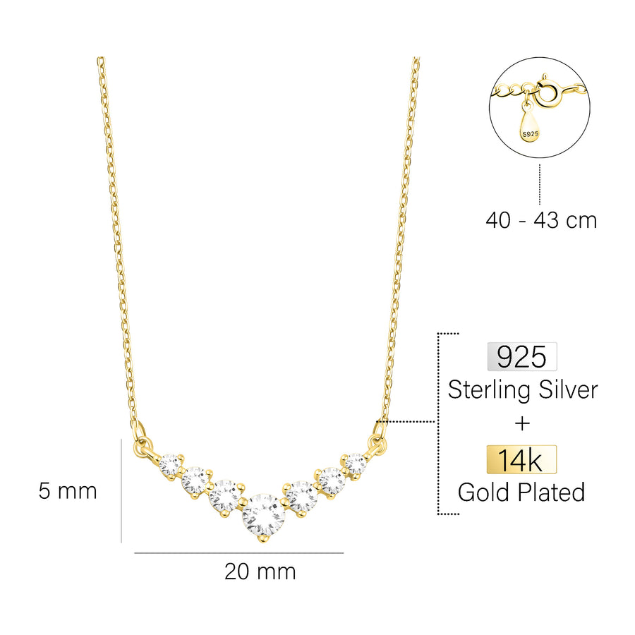 Maßenansicht von Zirkonia Halskette in 925 Silber von Sofia Milani - N0587