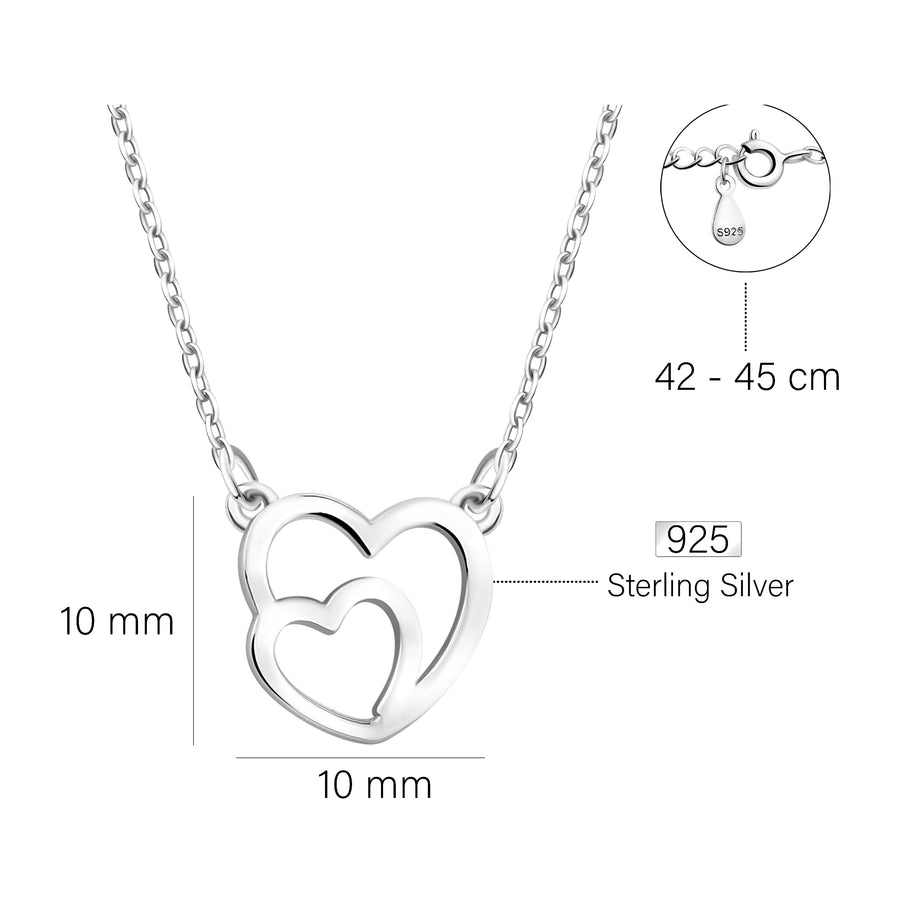 Maßenansicht von Herz Halskette in 925 Silber von Sofia Milani - N0590