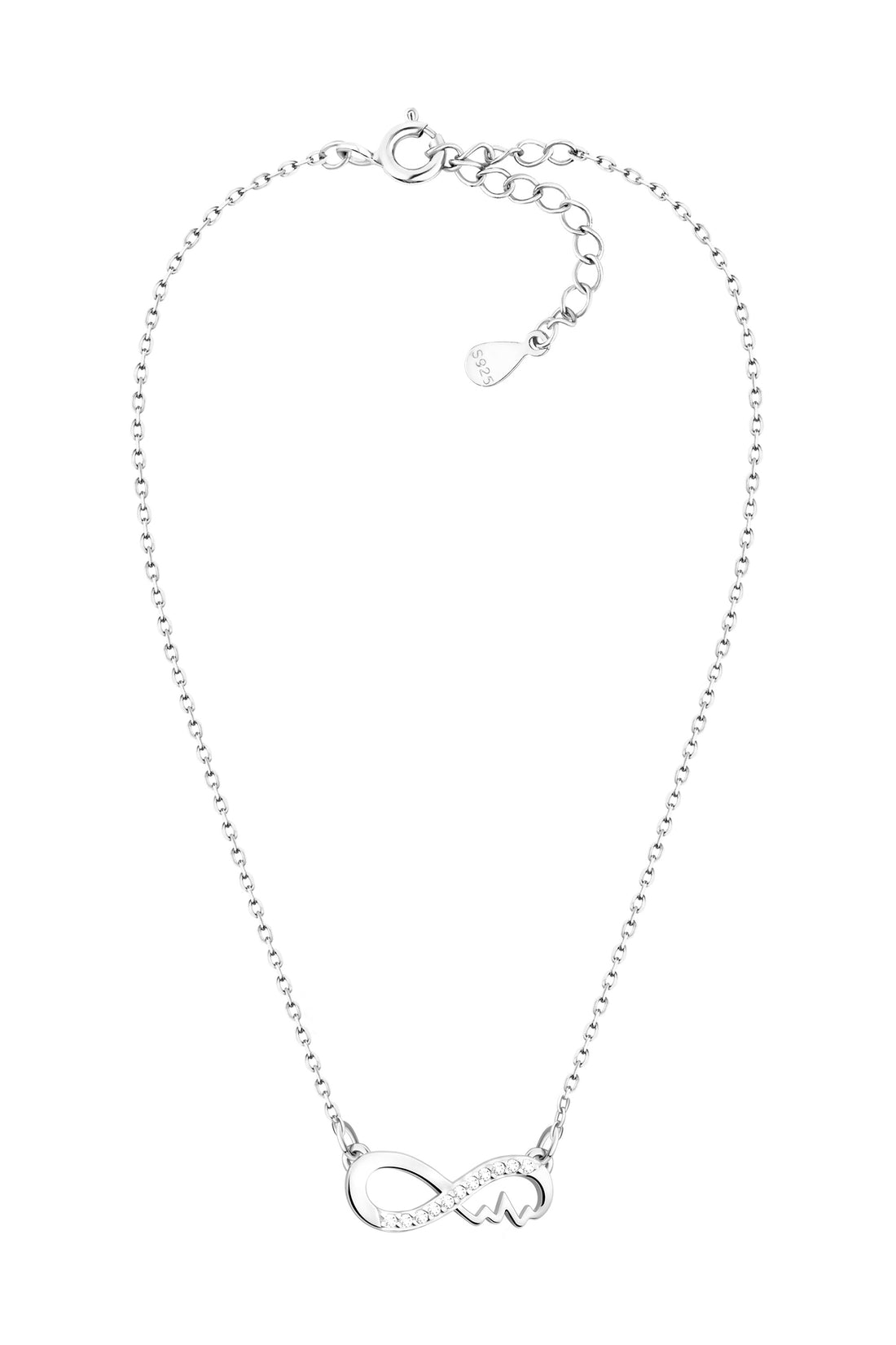 Vollansicht von Unendlich Herzschlag Halskette in 925 Silber von Sofia Milani - N0598